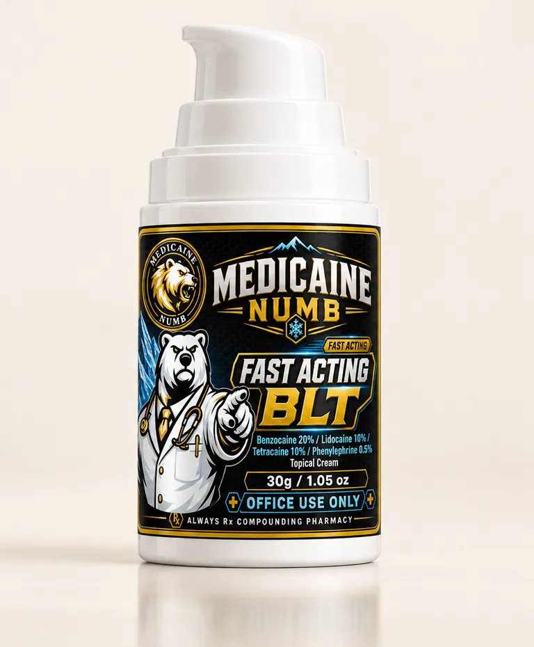 MediCaine Pro Fast Acting BLT compound numbing cream in a 30 g airless pump