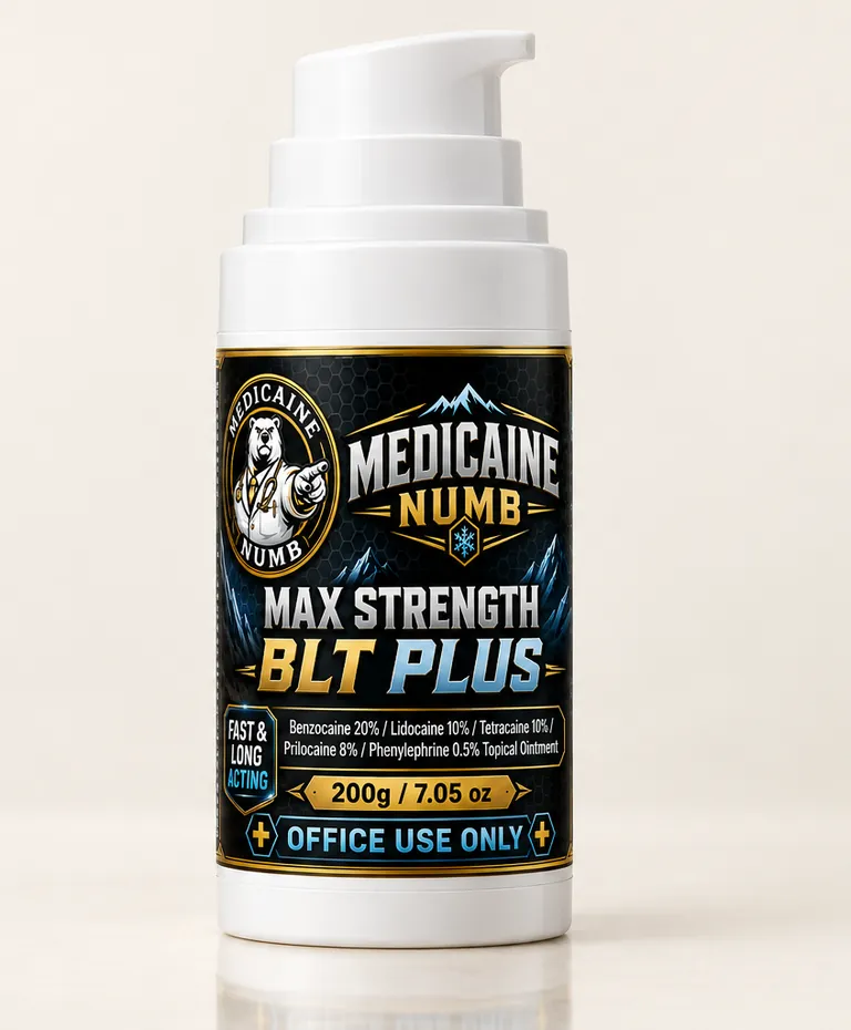 MediCaine Ultra Max Strength BLT Plus compound numbing ointment in a 200 g airless pump
